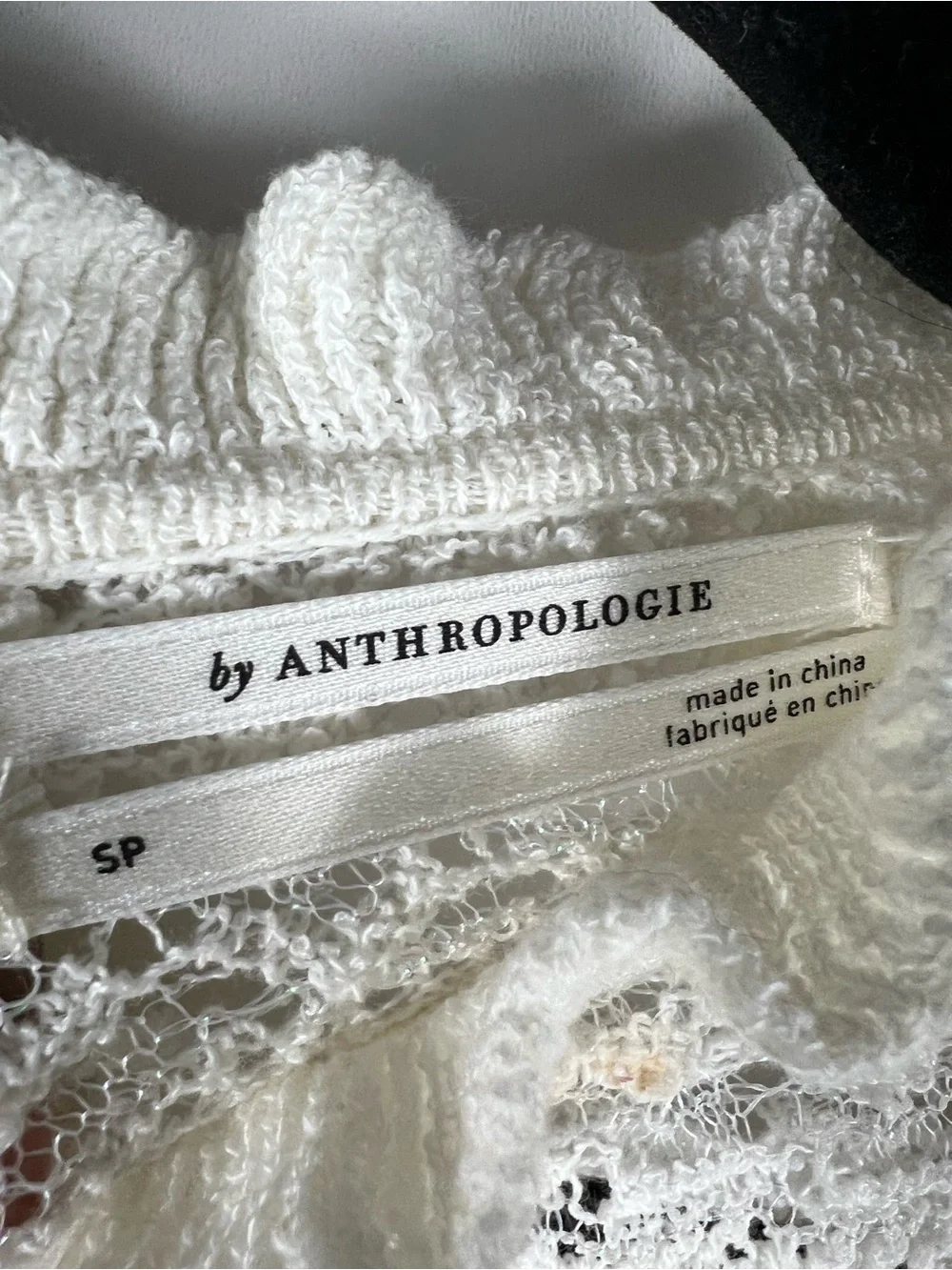 Anthropologie Lace Sweater Tee with Ruffle Sleeves Sz Small Petite - Picture 12 of 13